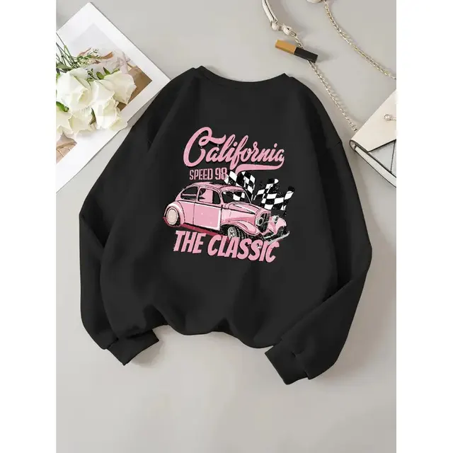 California Classic Competition Pattern Sweater For Women Black - Shop at LoveMi
