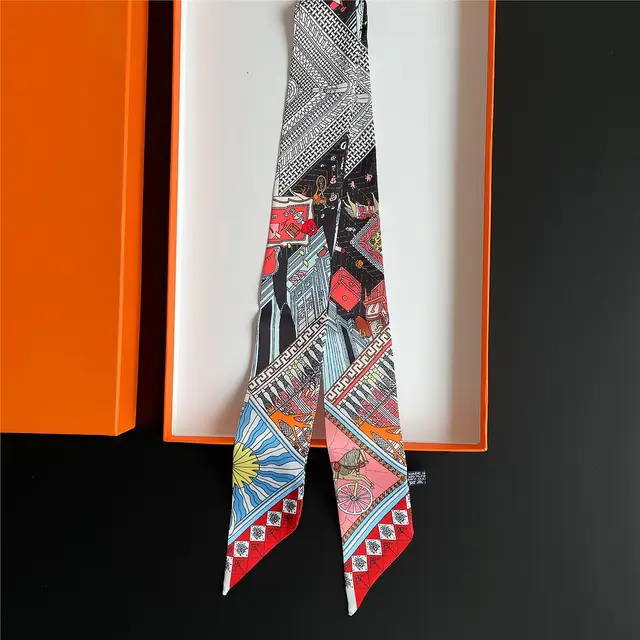 Tied Bag Ribbon Long Thin Narrow All match Artificial Silk Double sided Bevel Small Ribbon Hair Band Black - Shop at LoveMi