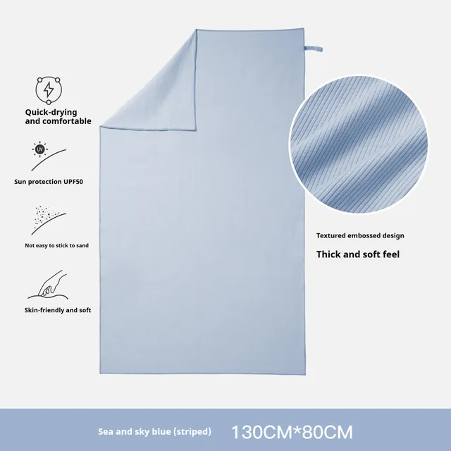 Quick drying Bath Towel Swimming Towel Children's Beach Towel Women's Absorbent Fast Portable Fitness Robe Stripe Blue L - Shop at LoveMi