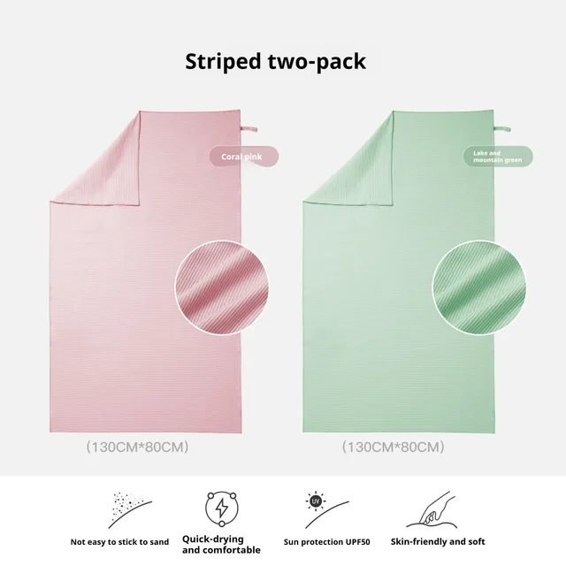 Quick drying Bath Towel Swimming Towel Children's Beach Towel Women's Absorbent Fast Portable Fitness Robe Stripe Pink Green M - Shop at LoveMi