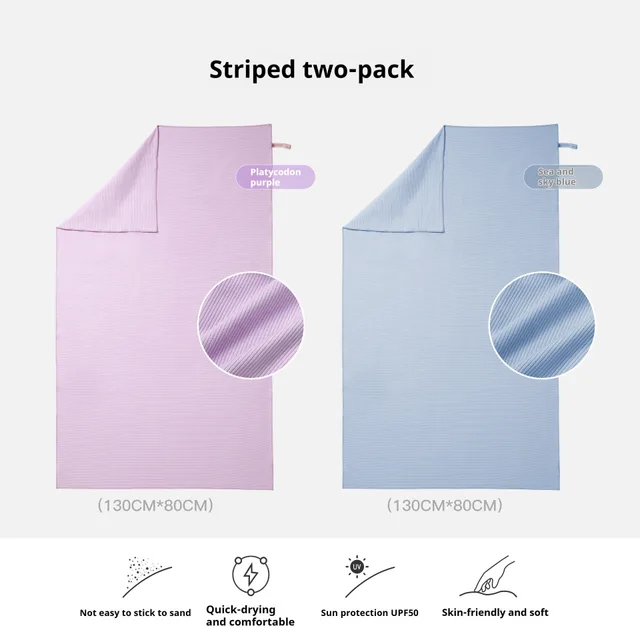 Quick drying Bath Towel Swimming Towel Children's Beach Towel Women's Absorbent Fast Portable Fitness Robe Striped Purple Blue L - Shop at LoveMi
