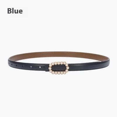 Genuine Leather Black Fashion Belt Fine Decorative One suit Skirt Suit Jeans 20929 Blue - Shop at LoveMi