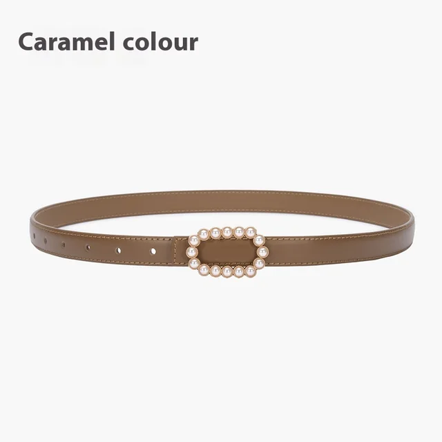 Genuine Leather Black Fashion Belt Fine Decorative One suit Skirt Suit Jeans 20929 Caramel - Shop at LoveMi