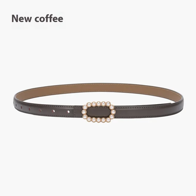 Genuine Leather Black Fashion Belt Fine Decorative One suit Skirt Suit Jeans 20929 New Coffee - Shop at LoveMi