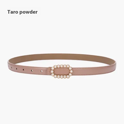 Genuine Leather Black Fashion Belt Fine Decorative One suit Skirt Suit Jeans 20929 Taro Powder - Shop at LoveMi