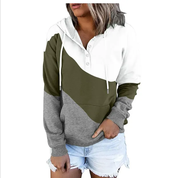 Printed Casual Hoodie Coat Women Green - Shop at LoveMi