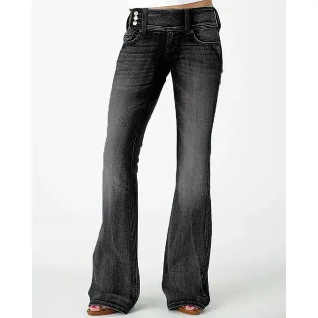 Retro Side Button Mid Waist Skinny Jeans Black - Shop at LoveMi