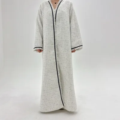 Turkey Dubai Autumn And Winter Cardigan Dress White - Shop at LoveMi