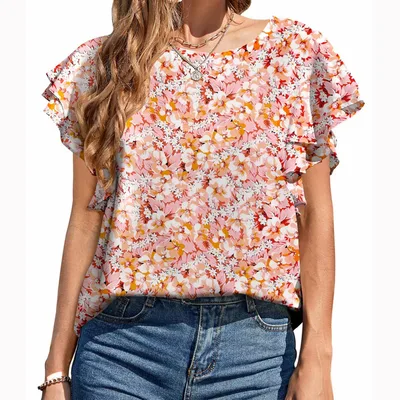 Women's Printed Casual Round Neck Blouse Style 1 - Shop at LoveMi