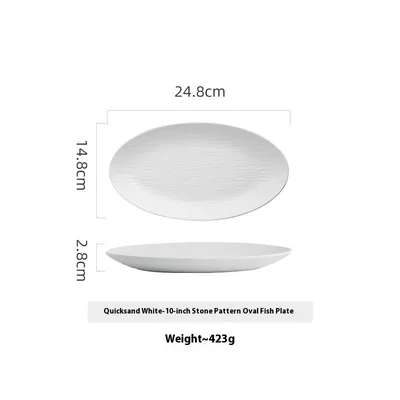 Creative Ceramic Oval Fish Dish Household Quicksand White 10 Inch - Shop at LoveMi