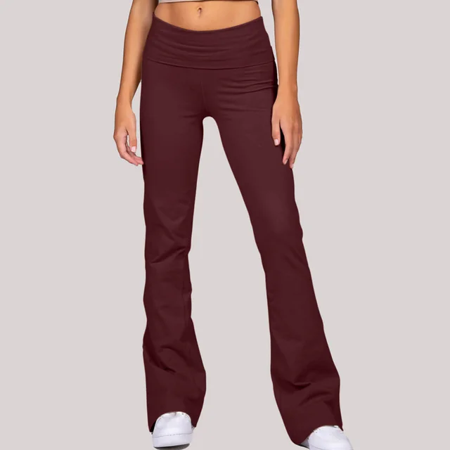 Slim fit Slimming Anti waist Low Waist Bell bottom Pants Wine Red - Shop at LoveMi
