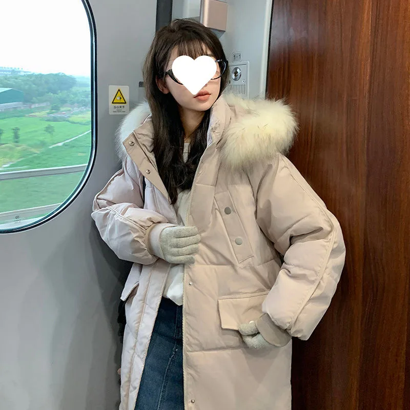 Down Cotton padded Jacket Loose Thick Women Apricot - Shop at LoveMi