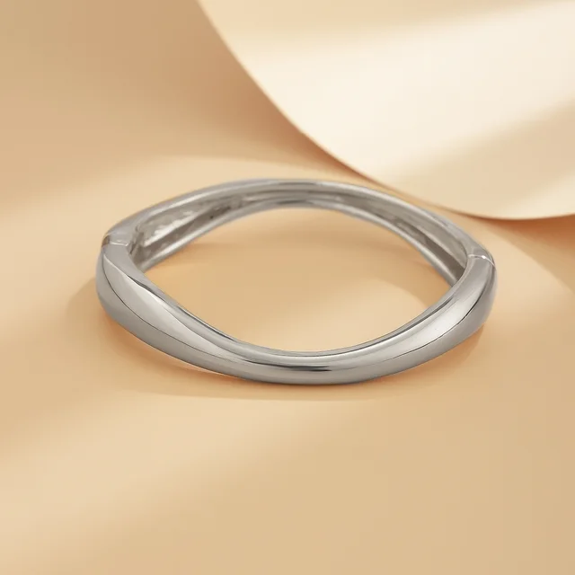 Exaggerated Metal Texture Light Luxury Geometric Irregular Wide Version Personalized Bracelet Female My02 Bracelet White K - Shop at LoveMi