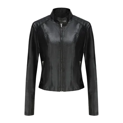 Women's Short Slim fit Leather Coat Black - Shop at LoveMi