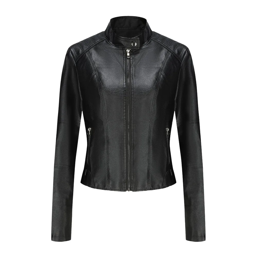 Women's Short Slim fit Leather Coat Black - Shop at LoveMi