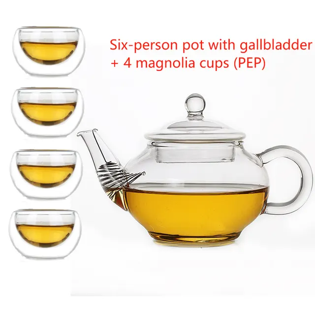 Six People With Gall Pot With Cup Heat resistant Glass Pot Scented Tea Teapot Style 3 - Shop at LoveMi