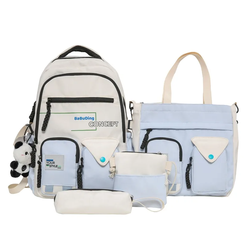 Large Capacity S Harajuku Trendy Cool All match Schoolbag Early High School And College Student Backpack Blue - Shop at LoveMi