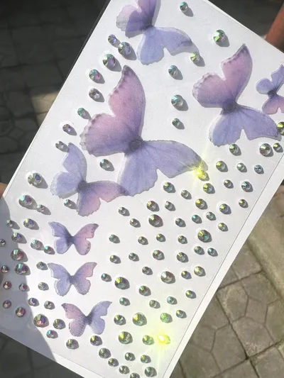 Comes With Sticky Pearl Stick on Crystals Transparent Photo Shoot Purple Butterfly Glow Drill - Shop at LoveMi