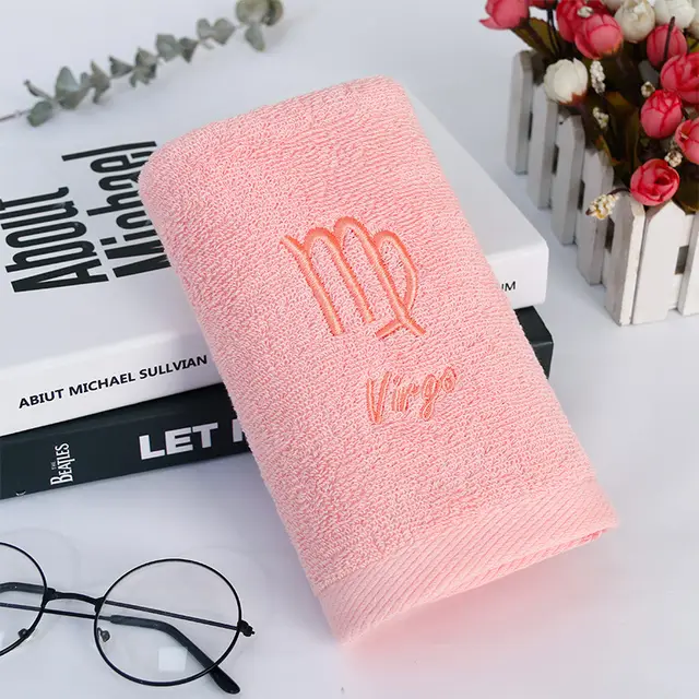 Constellation Bath Towel Plus sized Thick Absorbent Embroidery Face Washing 0480 Virgo Pink - Shop at LoveMi