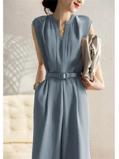 Elegant Pure Color Slimming Jumpsuit For Women Blue - Shop at LoveMi