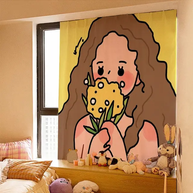 Dormitory Simple Paste Shading Cloth Korean Ins Style Velcro Curtain The First Flower - Shop at LoveMi