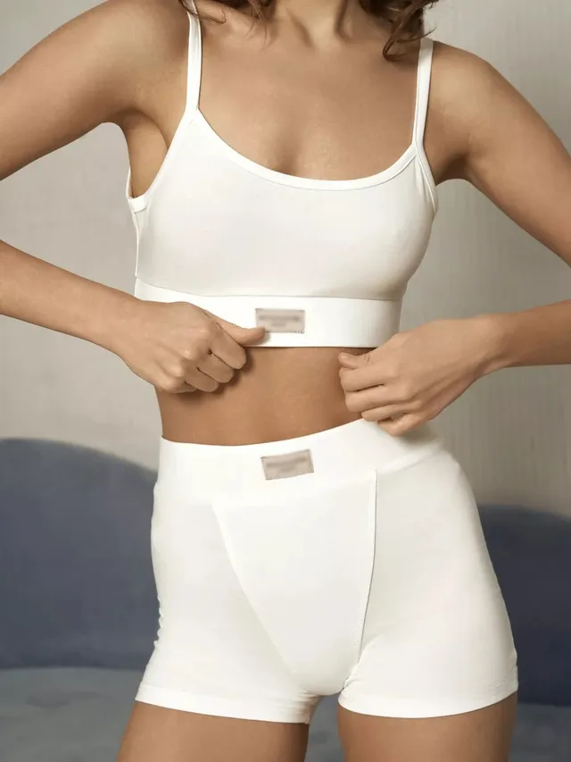 Tight Two piece Sports Underwear Three Boxers Suit Women White Top Boxers - Shop at LoveMi