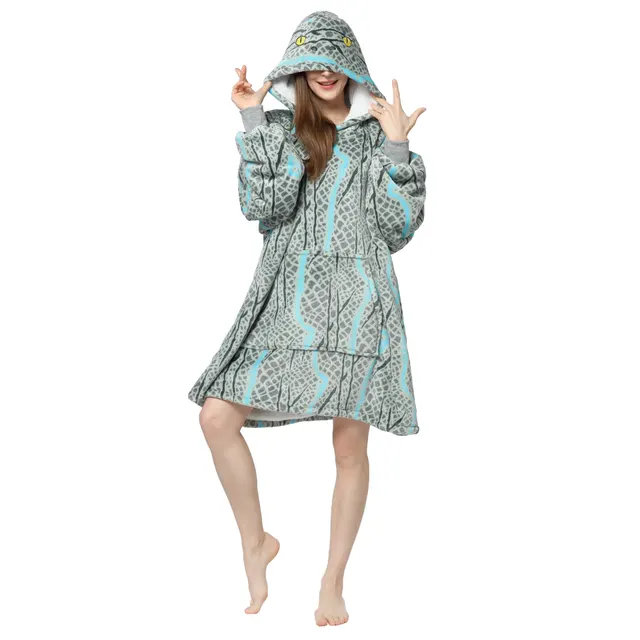 Printed Lazy Clothes Pullover Sweater Hooded Outdoor Wearable Blanket Embroidered Lazy Clothes 1 - Shop at LoveMi