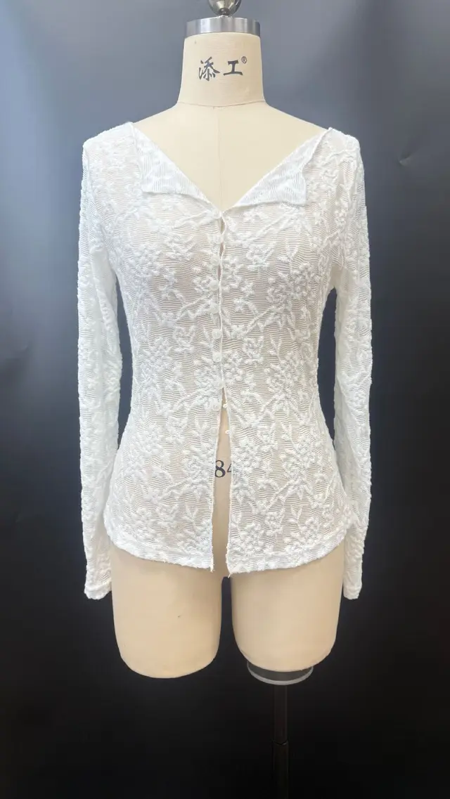 Sexy Pure Lace Light Breathable Long Sleeves Cardigan T shirt White - Shop at LoveMi