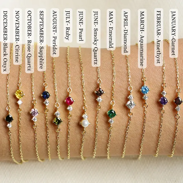 European And American Retro 12 December Flower Bracelet Zircon Birthstone Pendant Bracelet March - Shop at LoveMi