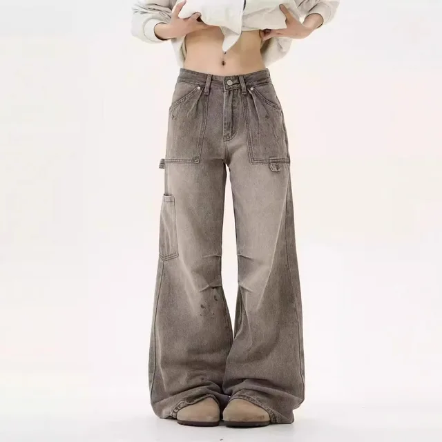 American Retro Washed Old Splash Ink Smoky Gray Jeans Washed Gray - Shop at LoveMi