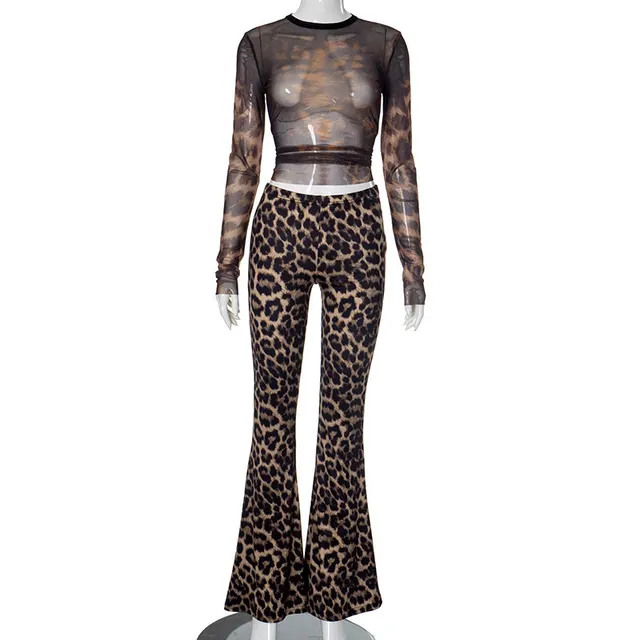 Spandex Graceful And Fashionable Leopard Print Two piece Set For Women Leopard Print - Shop at LoveMi
