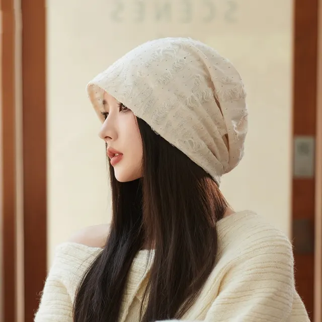 Korean Style Ripped Pile Heap Cap Children Autumn And Winter Fashion All matching Make Face Look Smaller Beige - Shop at LoveMi