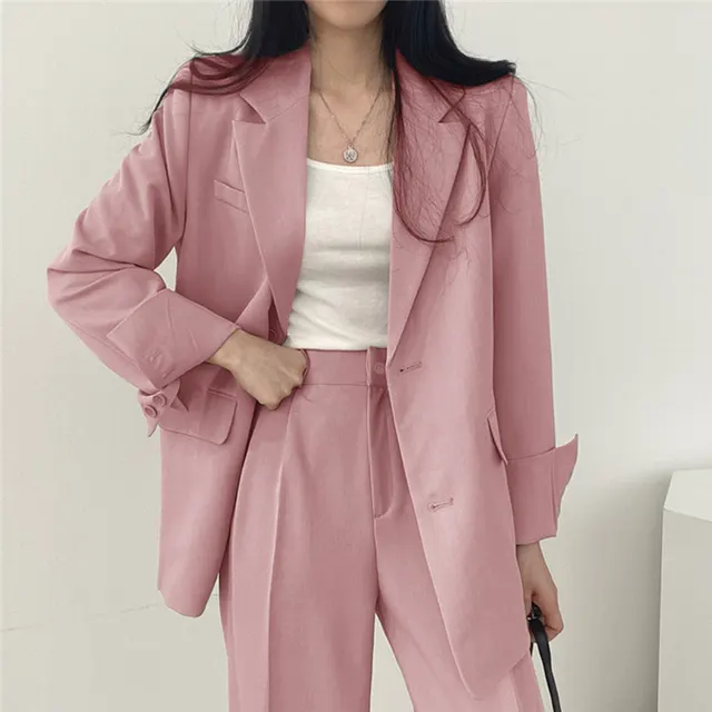 Women's Fashion L Korean Style Leisure Suit Trousers Suit Pink Suit - Shop at LoveMi