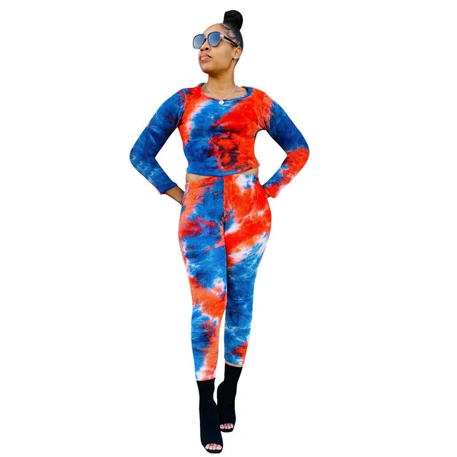Printed Top And Pants Sunken Stripe Two piece Set Blue - Shop at LoveMi
