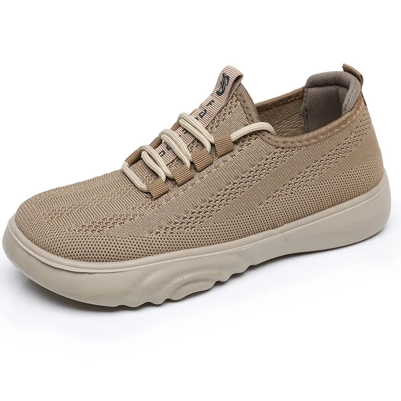 Spring And Autumn Old Cloth Shoes Women Casual Mom Shoes Knit Breathable Pumps Brown - Shop at LoveMi