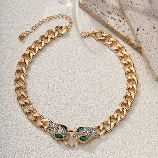 Fashion Women's Suit High grade Accessories Snake Head Diamond embedded Light Luxury Design Holiday Party Gift Gold Necklace - Shop at LoveMi