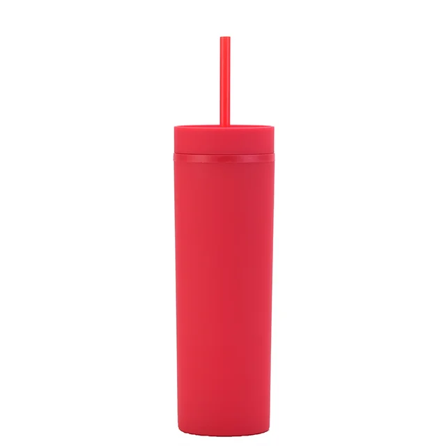 Double layer Plastic Cup Simple Rubber Red A3 - Shop at LoveMi