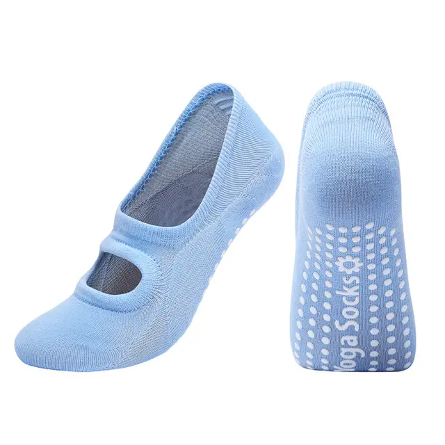 Female Simple Plus Size Backless Invisible Yoga Socks Sky Blue - Shop at LoveMi