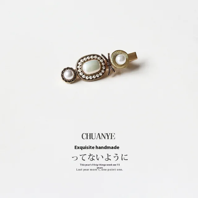 Kawano Baroque Style Retro Side Clip Elegant Hair Accessories Three Pearls Pearls - Shop at LoveMi