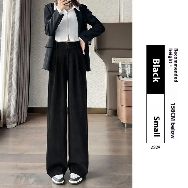 Women's Casual Solid Color Loose Japanese Style Wide Leg Pants Black Small Man - Shop at LoveMi