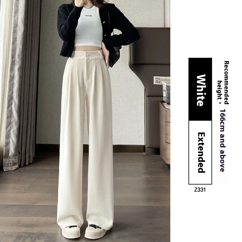 Women's Casual Solid Color Loose Japanese Style Wide Leg Pants White Small Man - Shop at LoveMi
