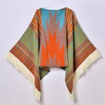 Western Denim Style Men's And Women's Shawl Tassel Pullover Keep Warm Outdoor Large Cloak - Tassel Shawl Orange