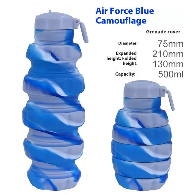 Grenade Camouflage Water Bottle Portable Silicone Air Force Blue Camouflage - Shop at LoveMi