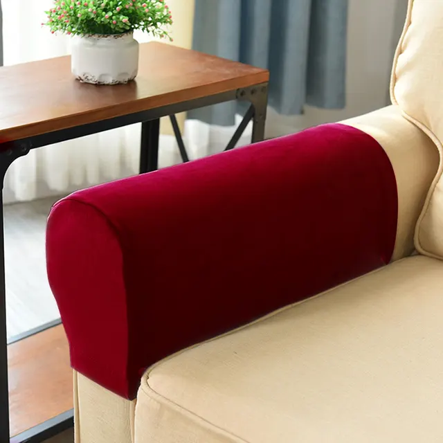 Silver Fox Velvet Sofa Hand Rail All inclusive Protective Cover Elastic Full cover Solid Color Household Two Pieces Wine Red - Shop at LoveMi