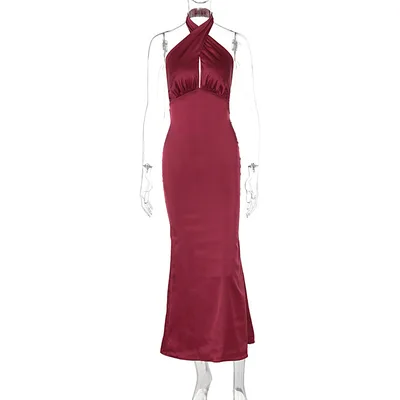 Summer Fashion Elegant Backless Sleeveless Dress Red - Shop at LoveMi