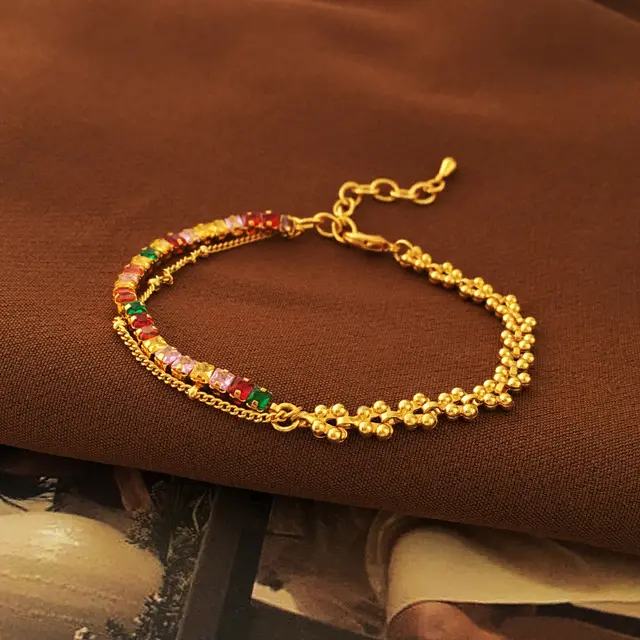 Copper Plated Gold Retro Patchwork Multi layer Bracelet Gold - Shop at LoveMi