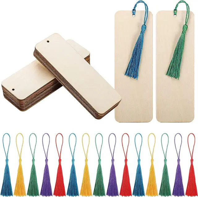 Wooden Hanging Rectangular Blank Bookmark Decorative Pendant 30Piece Sets Of Bookmarks - Shop at LoveMi
