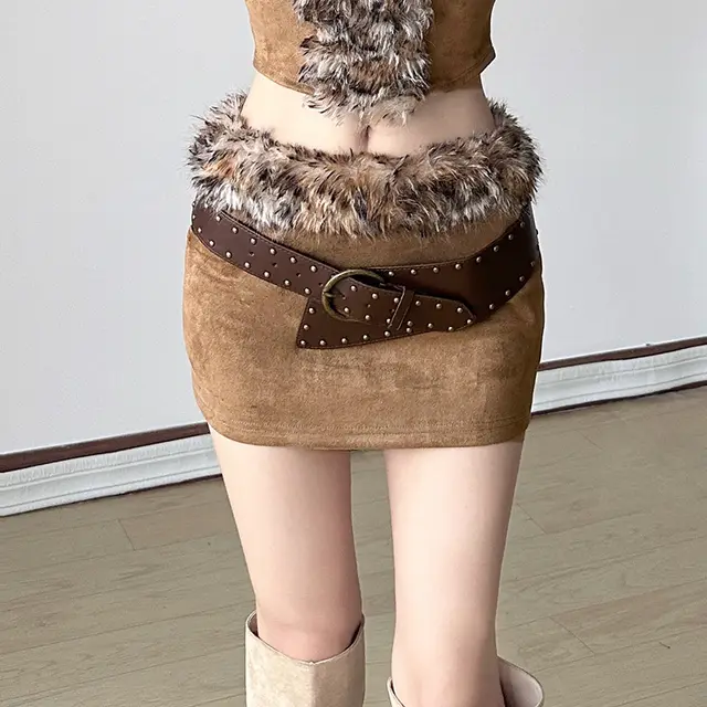 Fashion Sexy Hot Girl Leopard Print Tube Top Brown Skirt - Shop at LoveMi