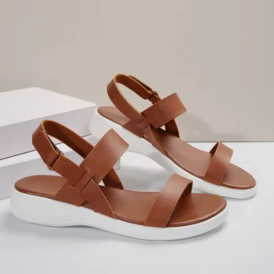 Female Comfortable Flat Heel Women's Peep Toe Sandals Brown - Shop at LoveMi