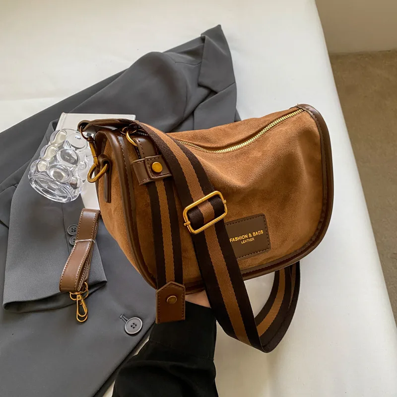 Pure Color Trendy Sense Special interest Design Boston Bag Shoulder Messenger Bag Brown - Shop at LoveMi